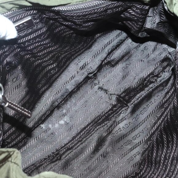 PRADA Shoulder Bag Nylon Khaki Silver Auth - Picture 14 of 16